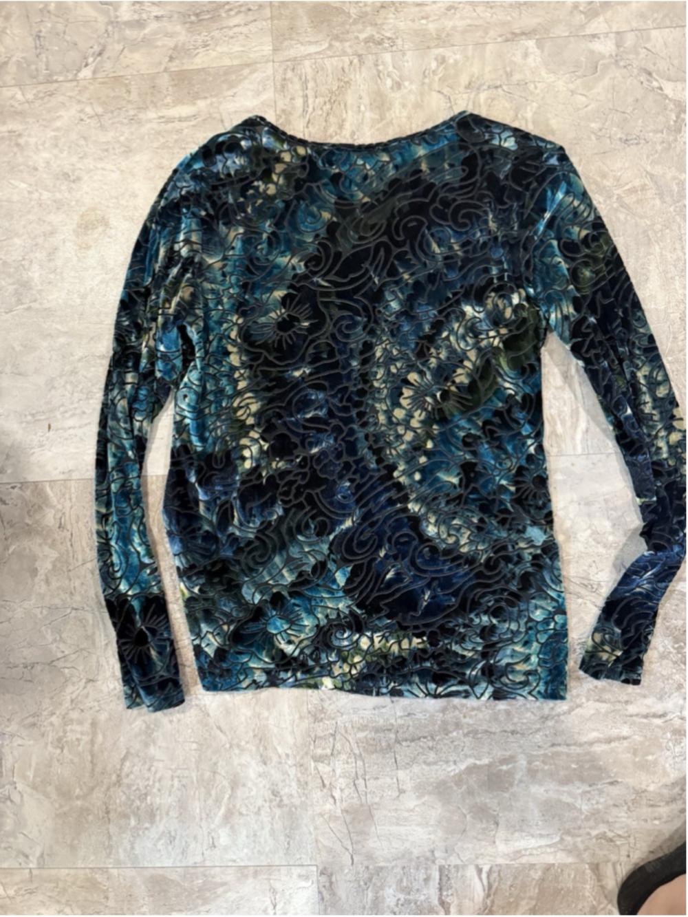 Christoper & Banks Y2K Style Velvet Burnout Top Beaded Long Sleeve Whimsigoth M - Picture 5 of 5